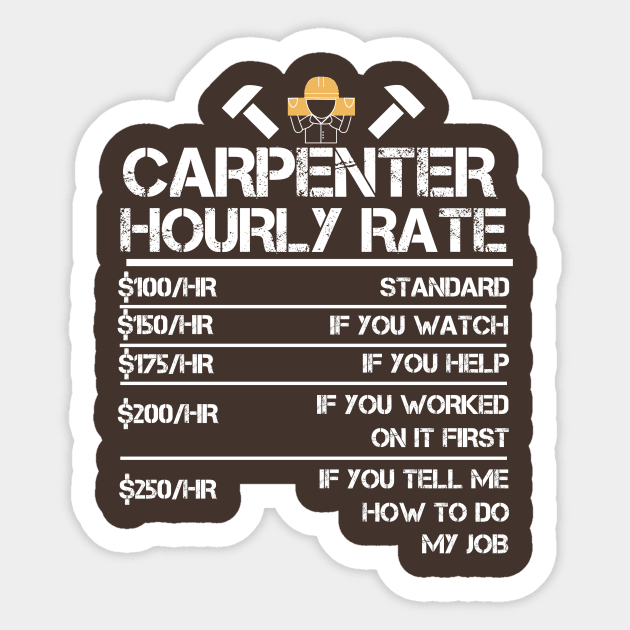 Carpenter Hourly Rate Funny Carpentry Gift Sticker by WoodworkLandia